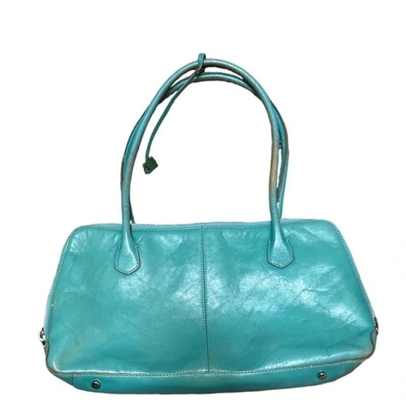 HOBO Paulina teal Leather Shoulder Bag‎ Zip Top Retro Oval Straps Bag Cha… - Picture 12 of 12